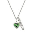 thumbnail image 1 of Delight Jewelry Silvertone Lime Green Zebra Print Heart Silvertone Best Friends Forever Bar Charm Necklace, 23", 1 of 4