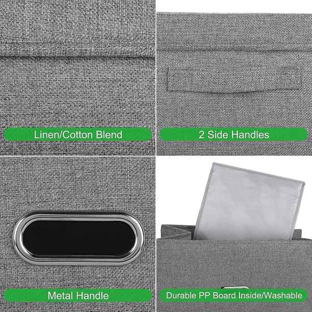 Contenedores de Almacenamiento Plegables YONGSHENG Tela de Lino Color Gris Mediano