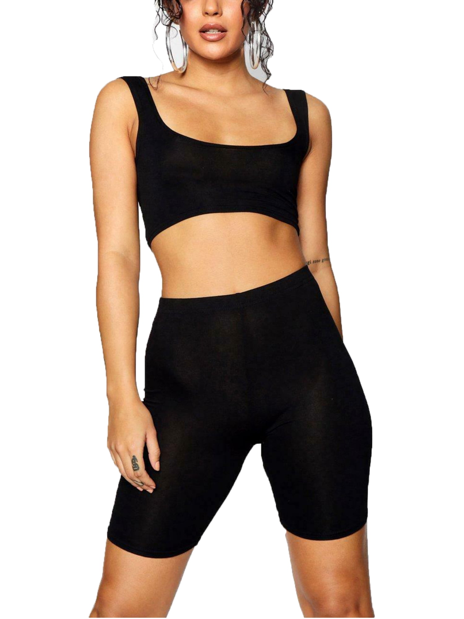 New Ladies Ribbed Stretchy Activewear Dance Gym Yoga Cycling Shorts Tight Pants