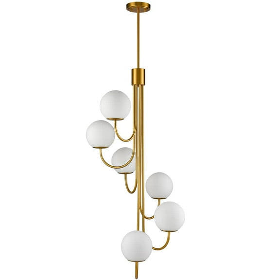 Claxy 6-Light Gold Chandelier Pendant Light with Globe Milk Glass Shade
