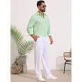 thumbnail image 5 of DARING DIVA Men's Seersucker Long Sleeve Button Down Textured Striped Shirts XL Green, 5 of 7