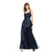 Photo 1 of ADRIANNA PAPELL Womens Navy Sleeveless Full-Length Fit + Flare Formal Dress 8