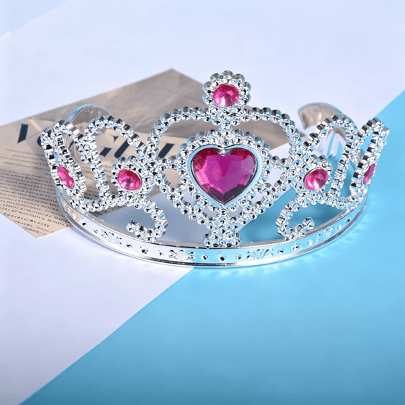 TUWAFE Happy Birthday Princess Tiara- Hot Pink Princess Crowns for Little Girls