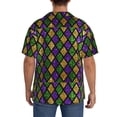 thumbnail image 5 of Vsdgher Mardi Gras Shiny Green Purple Print Men's Wrinkle Free Untucked Cuban Shirt Business Casual Button Down Shirts Short Sleeve Shirt, 5 of 7