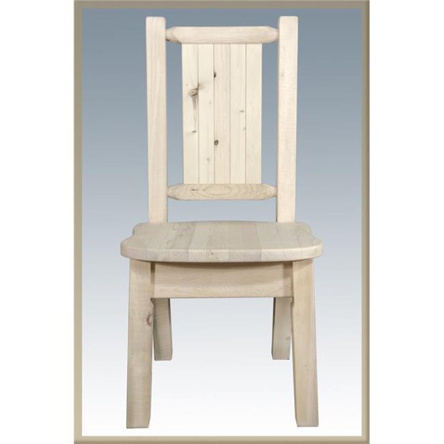 Chaise Latérale Homestead avec Design de Loup Gravé au Laser, Finition Laque Claire