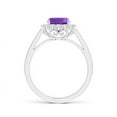 thumbnail image 2 of ANGARA Natural Cushion 1.35 ct Amethyst Cocktail Ring with Diamond Halo in 14K White Gold for Women (Size-7mm) | February Birthstone, Anniversary, Jewelry Gift for Women | Natural Amethyst Ring, 2 of 8