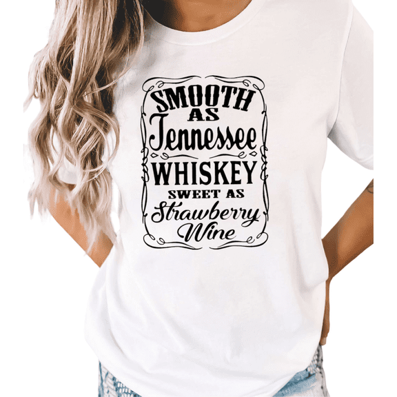 White S-5XL Concise Country Song Quote Print Tshirt Graphic Tees Shirts Whiskey Lover Holiday Tops