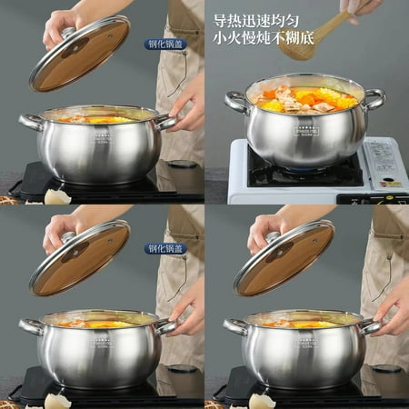 

DUFDERIA 5 Quart Stainless Steel Dutch Oven with Glass Lid Versatile Pots for Cooking and Baking Durable Hot Pot Casserole Cookware