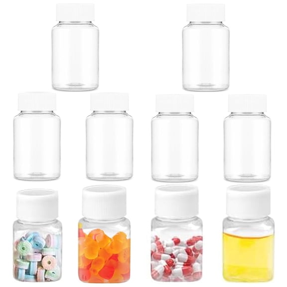 10Pcs Plastic Clear Pill Bottles,Happon 30ml Empty Container Bottles Pill Dispenser Empty Container Tablet Storage Holder Refillable Tablet Storage Holder for Dispense Different Items