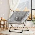 thumbnail image 2 of Sillón de piel de conejo GarveeHome - Sillón plegable y cómodo con estructura de metal para niños, adolescentes y adultos - Acogedor sofá de interior para dormitorio, sala de estar y dormitorio, gris, 2 of 7