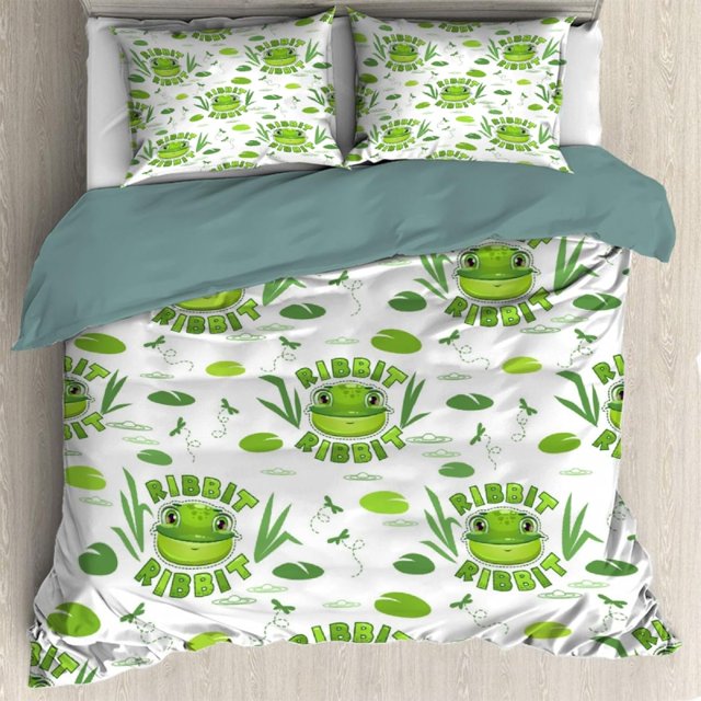 Frog Faces Funda Nórdica Queen 90 x 90 in Ultra Soft Washed Microfiber Comforter