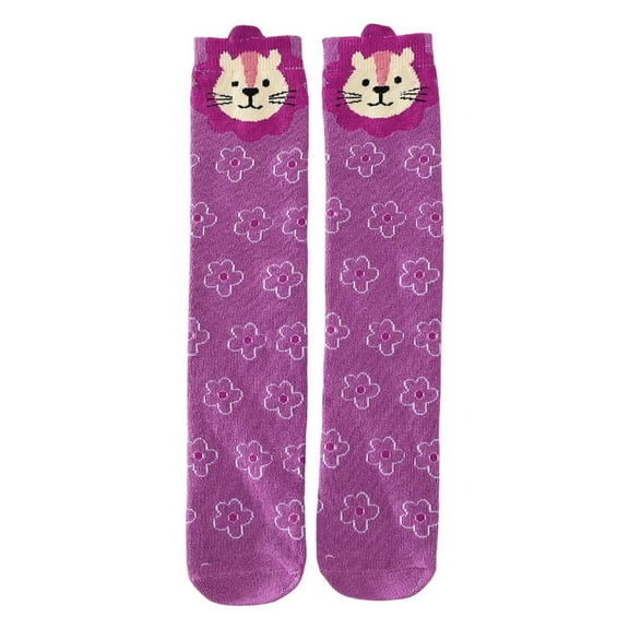 IWRICH Knee High Socks Crazy Fun Gift Cute Animal Patterns Cotton Long Socks 6 Pairs Purple