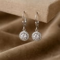 thumbnail image 4 of Charmsy Drop Dangle Earrings for Women Silver | Cubic Zirconia Round Halo Leverback Earrings, 4 of 6