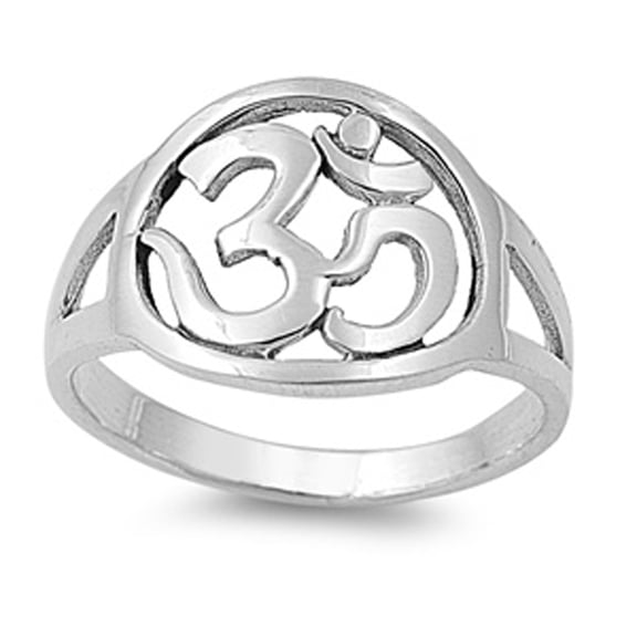 Sterling Silver Women's Hinduism Om Aum Sign Ring 925 Band 13mm Jewelry Female Male Unisex Size 10