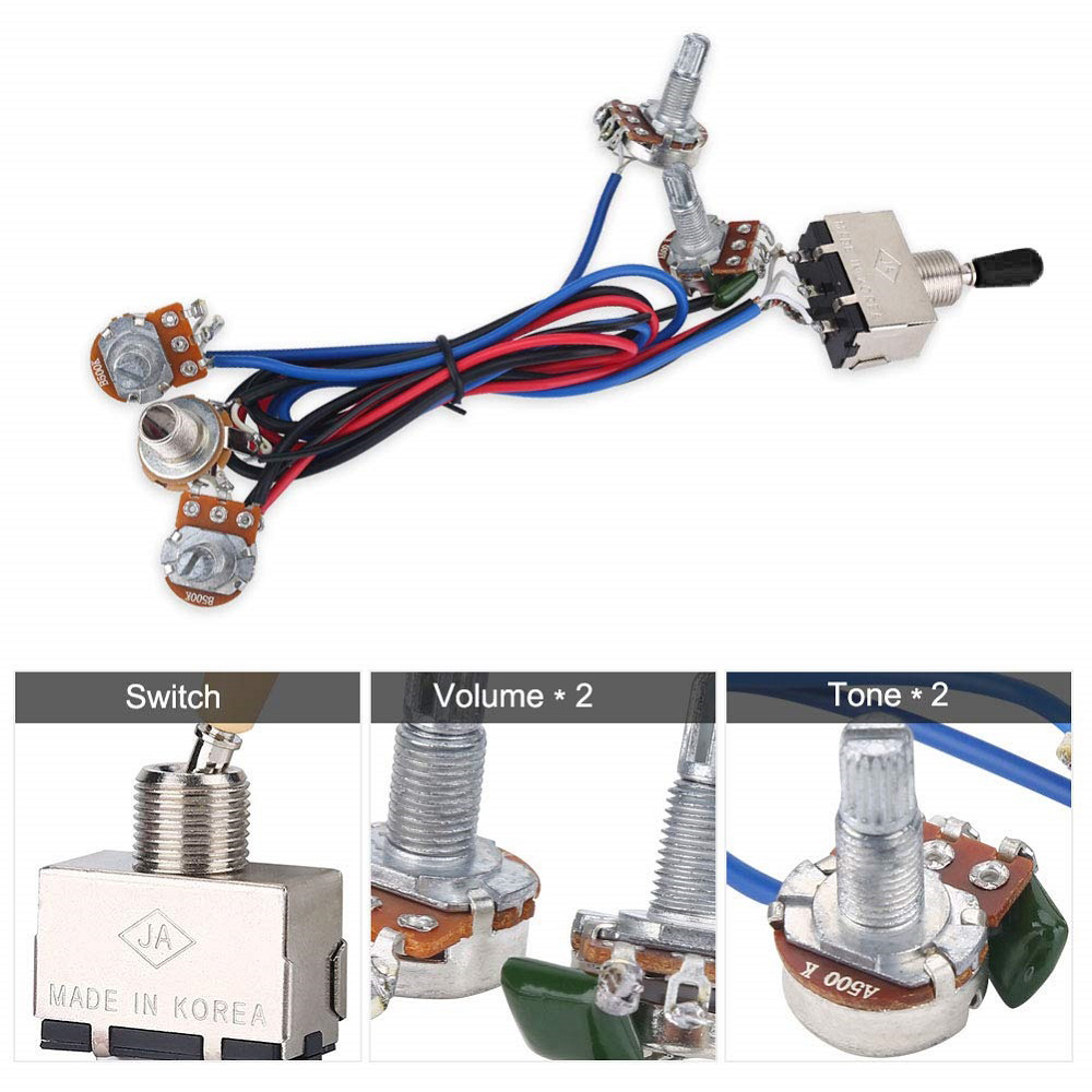 Guitar Wiring Harness Kit 2V2T 3 Way Toggle Switch With Varitone Switch Guitar Wiring Harness Kit 2V2T 3 Way Toggle Switch With Varitone Switch