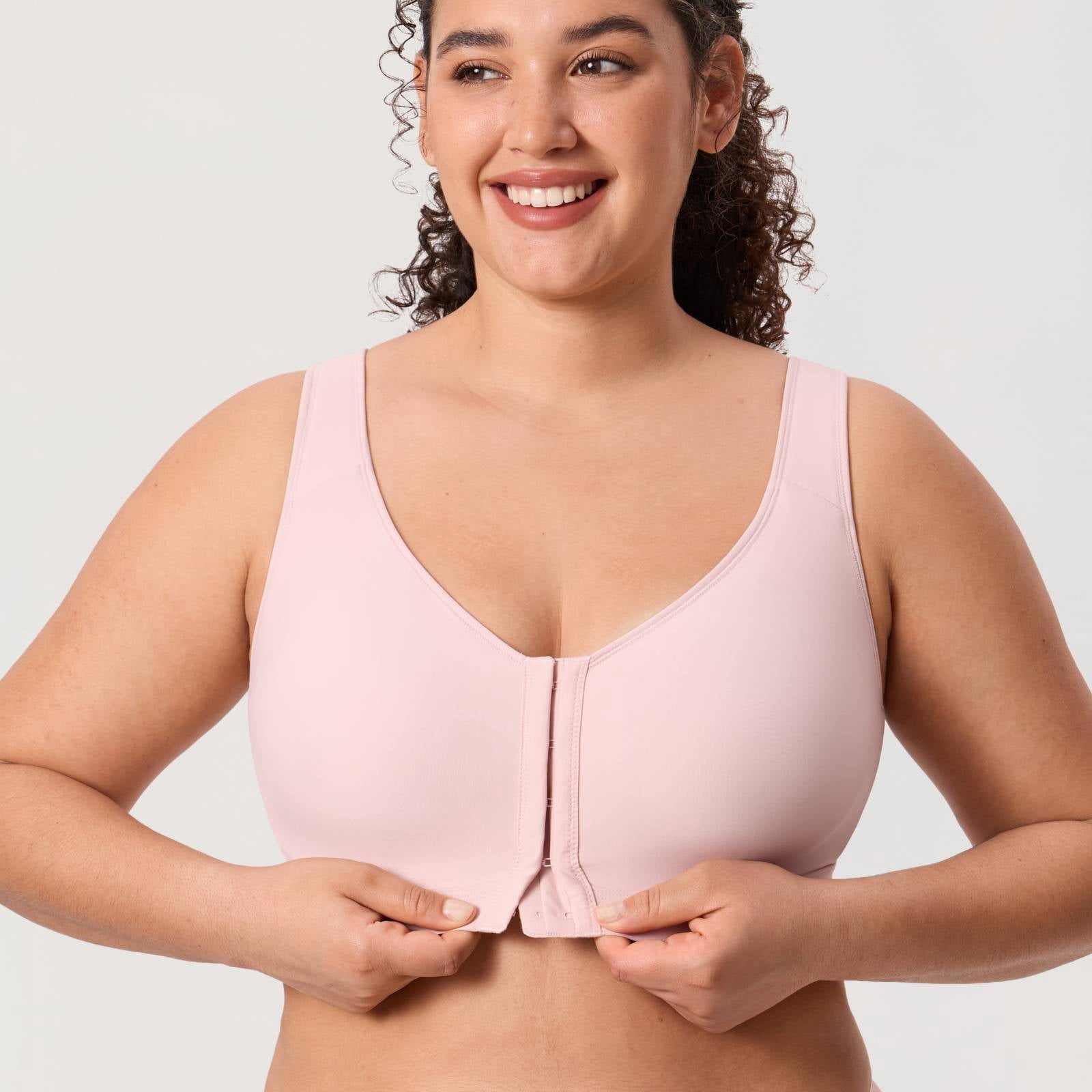 DELIMIRA Women's Posture Bra Front Closure Lightly Padded Plus Size Wireless Full Coverage Bras