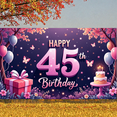 thumbnail image 5 of Pink Style 45th Birthday Banner Butterfly Decor Backdrop Glittery Numbers Balloon Elements Birthday Celebration Display for 45th Birthday Party Indoor Party Decoration Birthday Photo Shoot, 5 of 9