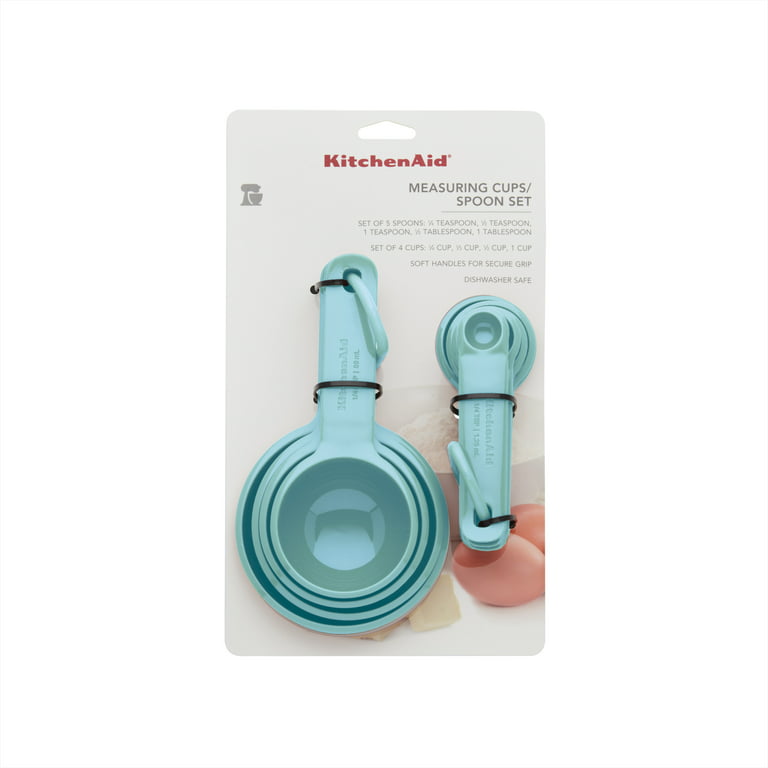 Measuring Cup Set & Measuring Spoon Set With Aqua Blue Soft Grip Handles,  Kitchen Essentials, Beautiful and Useful Gifts for Any Occasion 