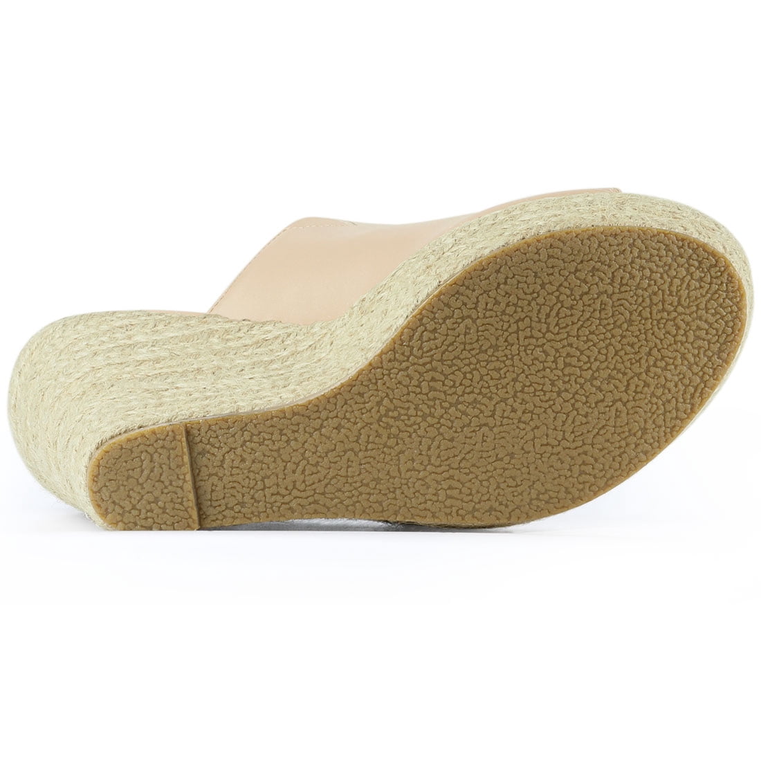 DARING DIVA Women's Slip on Platform Sandals Espadrilles Wedges Slides Mules Beige 7.5