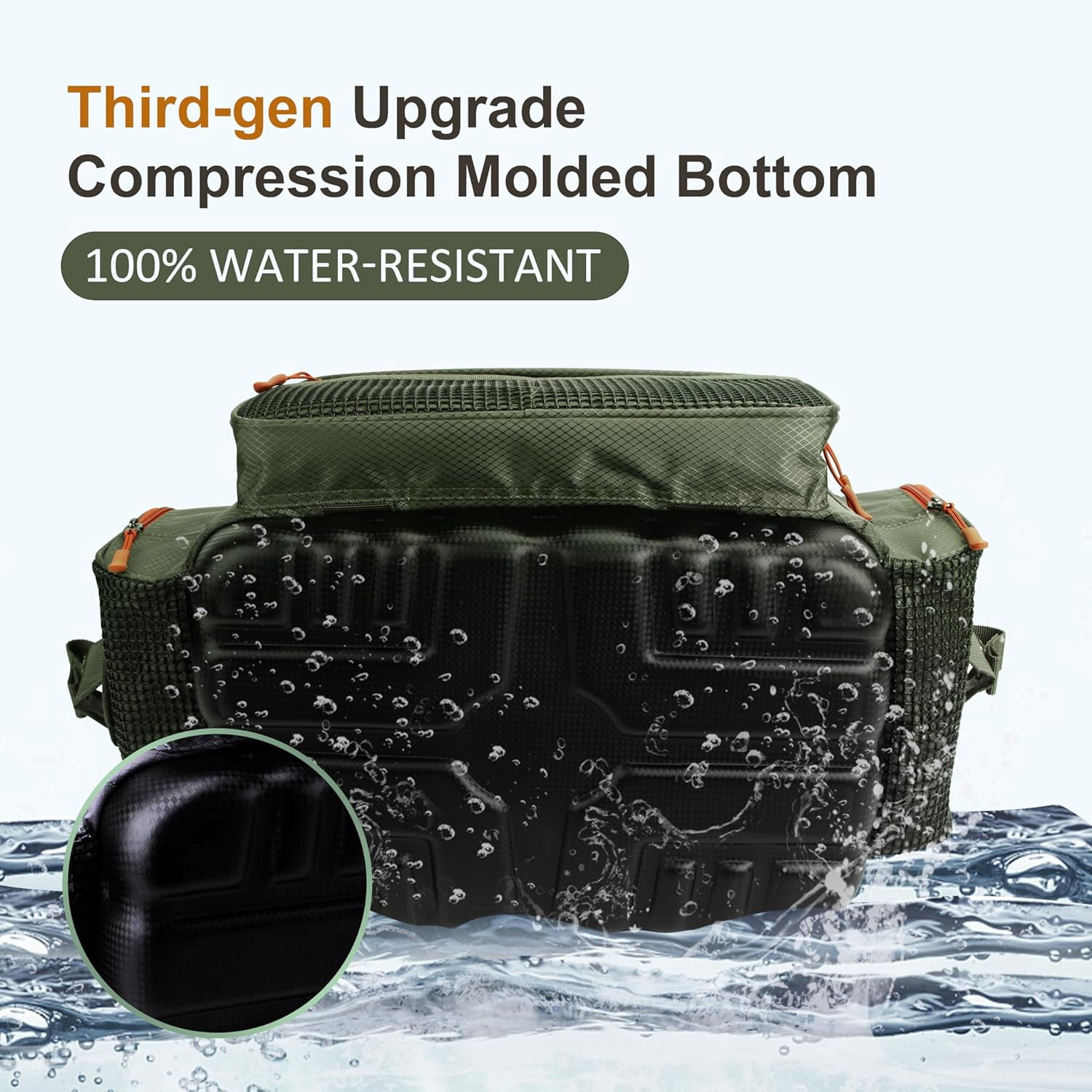 MoiShow Fishing Tackle Box Bag Large Storage for Saltwater Freshwater with Waterproof Bottom and Padded Strap