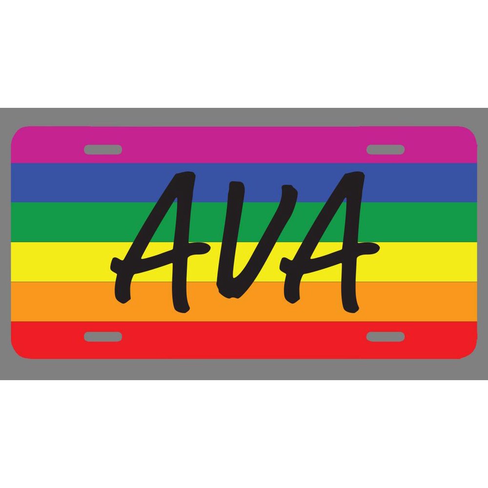 Ava Name Pride Flag Style License Plate Tag Vanity Novelty Metal UV