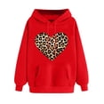thumbnail image 2 of Women's Clothing Trendy Top Ndbuld Women's Print Winter Hoodie Pullover Tops Long Sleeved Comfortable Sweatshirt ,Red,S, 2 of 5