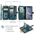 thumbnail image 5 of for iPhone XR Case Wallet for Women and Men, iPhone XR Case, PU Leather Magnetic Flip Strap Wristlet Zipper Card Holder Wallet Business Phone Cover for iPhone XR, Blue, 5 of 10