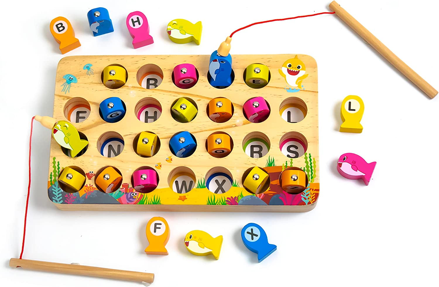 Pidoko Kids Baby Shark Alphabets Fishing Game Montessori Toys for