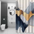 thumbnail image 4 of Abstract Shower Curtain for Bathroom Decor, Modern Gold Blue Grey Geometric Minimalist Waterproof Fabric Shower Curtain, 60"x72" Set with 12 Hooks, 4 of 9