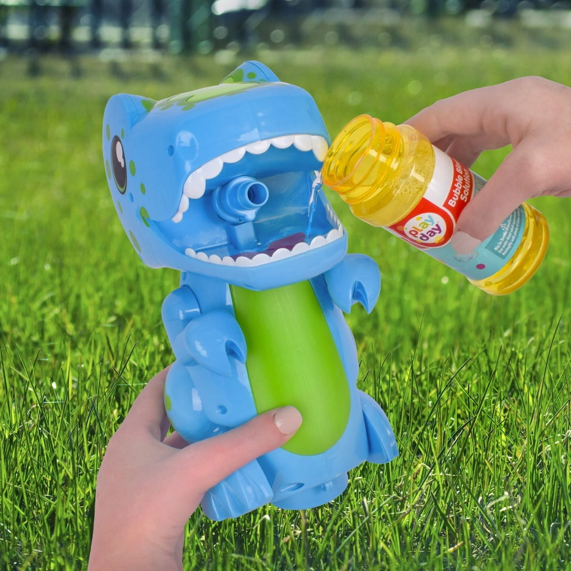 Play Day Bump N Go Bubble Blowing Dino-Lights, Sounds & Movement, 4 fl oz solution, Children Ages 3+