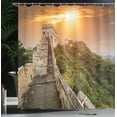 thumbnail image 4 of Ambesonne China Shower Curtain, Heritage Bricks, 69"Wx84"L, Orange Green, 4 of 5