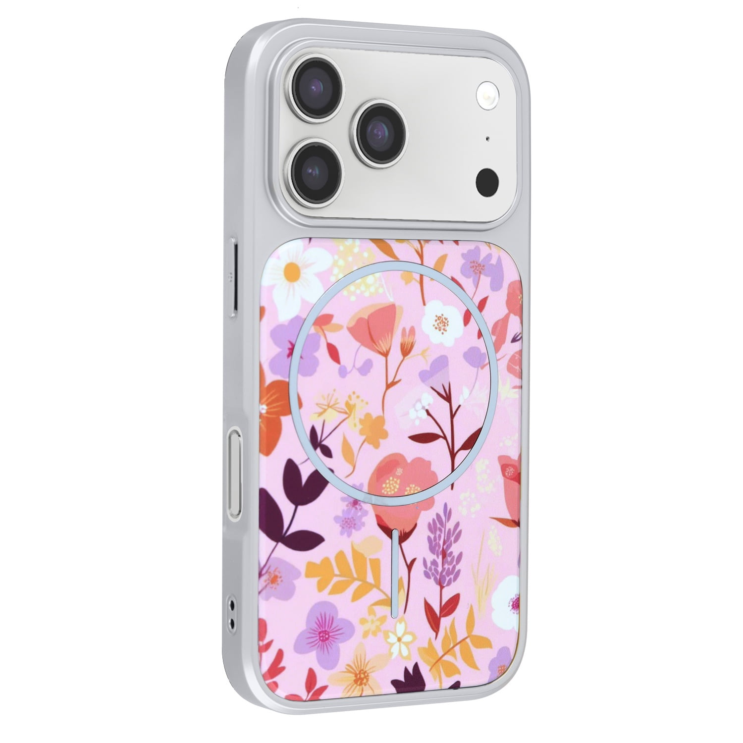 Flower Print MagSafe Case with Dual Layer Protection for iPhone 17 Pro Max - Pink