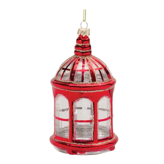 Melrose Set of 6 Red Lantern Glass Christmas Ornaments 5.5"