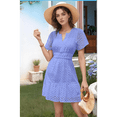 thumbnail image 2 of Women's Elegant V-Neck Lace Dress with Cutout Detail - Breathable Short Sleeve Summer Dress, 2 of 7