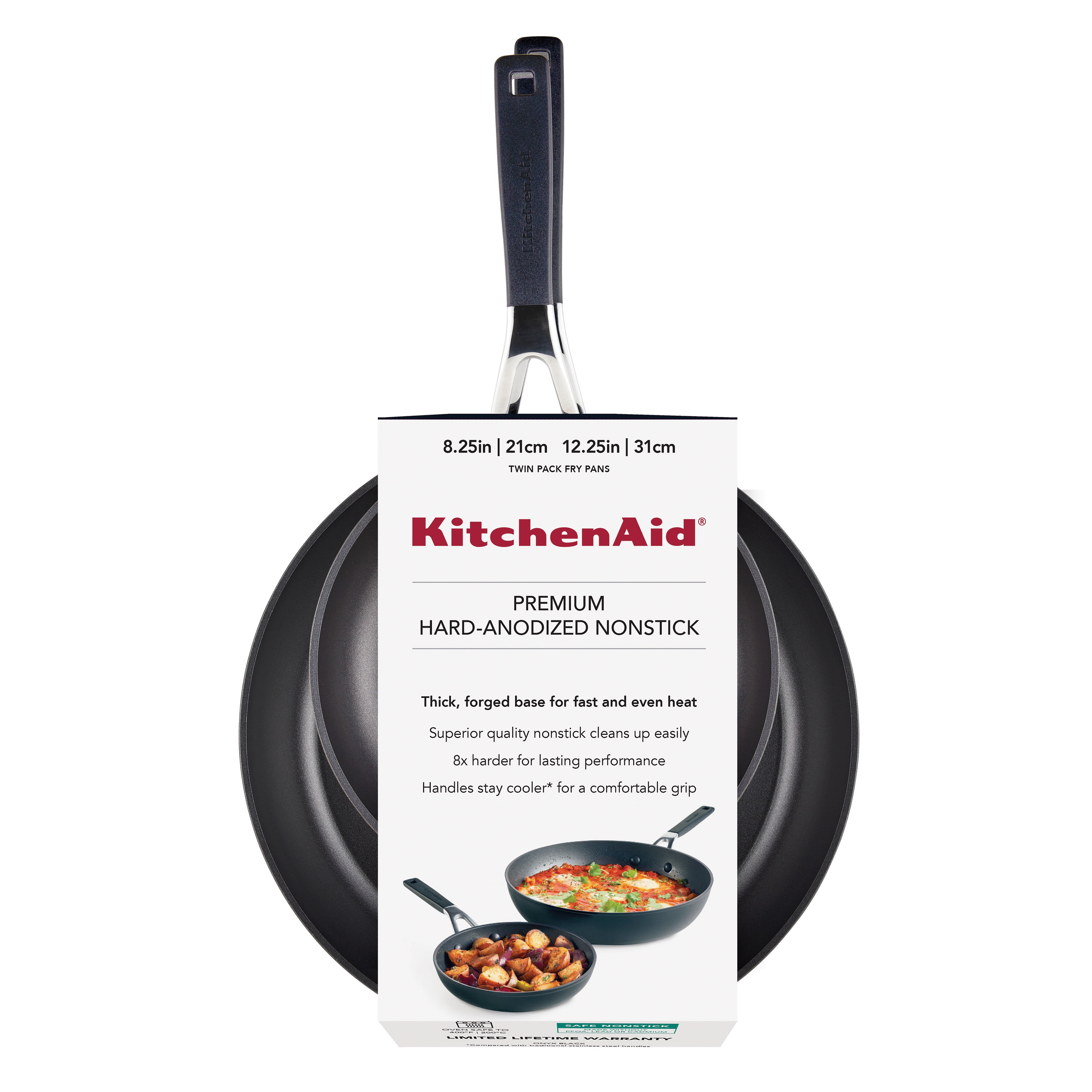 KitchenAid Hard Anodized Nonstick Everything Pan with Lid, 5-Quart, Onyx  Black 