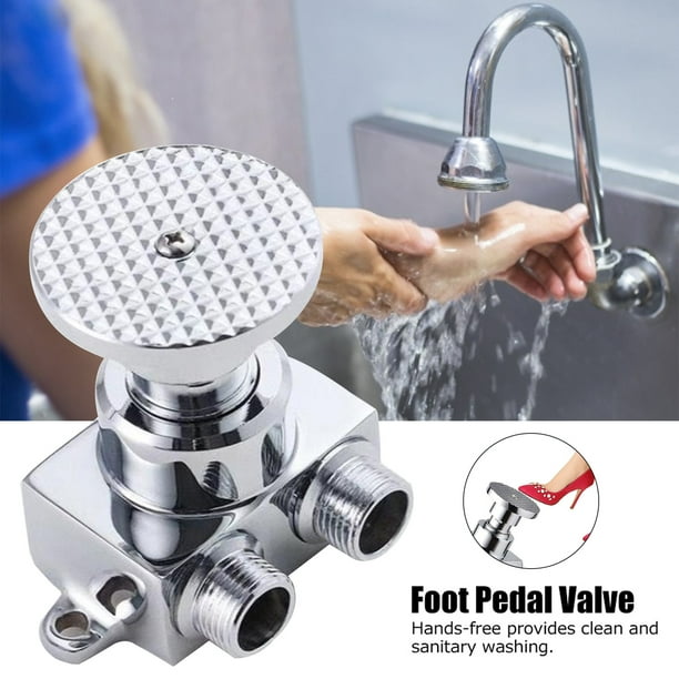BOOBEAUTY 1/2'' Foot Pedal Valve Floor Mount Single Cold Water Pedal Control Switch Faucet Adapter for Kitchen Sink Hospitals Factories