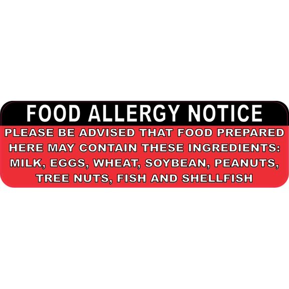 10in x 3in Food Allergy Notice Magnet