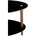 thumbnail image 5 of Knocbel Modern Tempered Glass Oval Coffee Table with Wooden Legs, Living Room Sofa Couch Side 3-Tier Cocktail Tea Table, 35.4" W x 19.7" D x 17.7" H (Black and Brown), 5 of 6