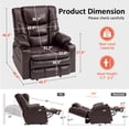 thumbnail image 4 of MCombo Oversized Triple Motor Power Lift Recliner with Adjustable Headrest for Big Tall Elderly, Faux Leather(Dark Brown, Large-Wide), 4 of 9
