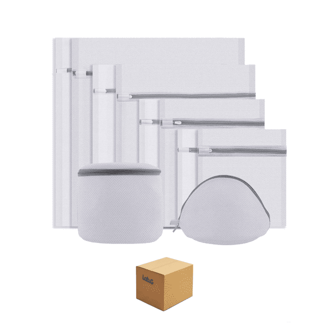 Set De 10 Malla Bolsas De Lavandería Para Lavadora Para Ropa Lab.G Blanco