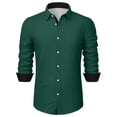 thumbnail image 7 of YSUEJPF Mens Dress Shirts Business Casual Button Up Shirts Color Block Long Sleeve Collared Workwear with Pockets, 7 of 7
