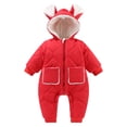 thumbnail image 1 of Gibobby Chamarra de forro polar para niños y niñasRecién nacido bebé niñas niños invierno cálido traje de nieve orejas con capucha mono abajo abrigo acol(Rojo, 6-12 Meses), 1 of 3