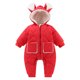 thumbnail image 1 of Gibobby Chamarra de forro polar para niños y niñasRecién nacido bebé niñas niños invierno cálido traje de nieve orejas con capucha mono abajo abrigo acol(Rojo, 12-18 Meses), 1 of 3