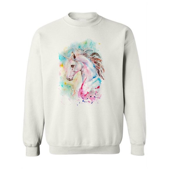 Watercolor Portrait Unicorn. Sweatshirt Women -Image by Shutterstock, Female Large