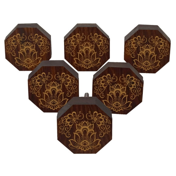IBA Indianbeautifulart Boutons Gravés Bruns Boutons de Meuble Poignée de Tiroir d'Armoire Lot de 10