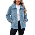 thumbnail image 3 of Winter Clearance Winter Coats for Women Solid Winter Faux Coats Long Sleeve Hoddede Pockets Fleece Jacket Casual Trendy Outerwear Coat Long Sleeve Outwear Clearance, 3 of 9
