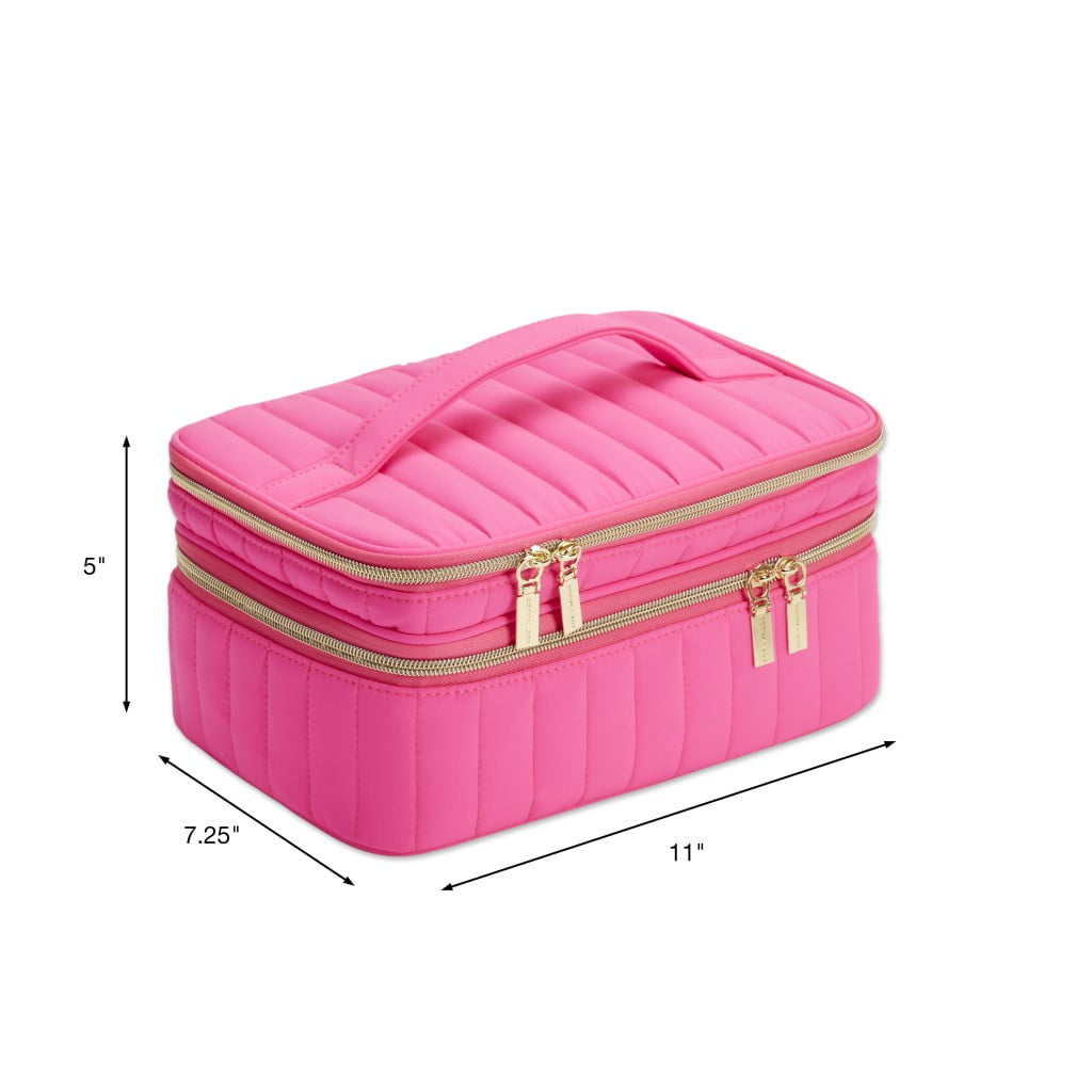 Sophia Joy Train Case with Mirror and Brush Organizer, Pink
