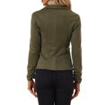 thumbnail image 3 of INSPIRE CHIC Women's Faux Suede Button up Casual Open Front Drawstring Long Sleeve Blazer M Olive Green, 3 of 5