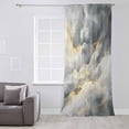 thumbnail image 3 of Grey Marble Semi Sheer Curtains Drapes for Living Room, Bedroom, French Doors Window 45 Inches Long, Modern Abstract Ink Painted Aesthetics Rod Pocket Chiffon Curtain Drapery Voile Draperies Panel, 3 of 6