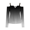thumbnail image 5 of WREESH Womens Fashion Off The Shoulder Tops Slim V Neck Casual Gradient Color T-Shirts Long Sleeve Pullover Blouse Tops Black, 5 of 5